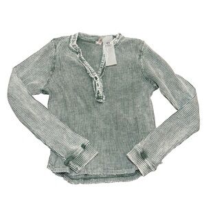 Mono B waffle knit thermal Henley top women’s  long sleeve top NWT casual